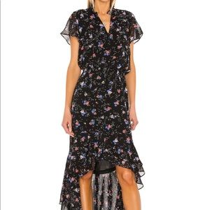 Black Floral High Low Dress